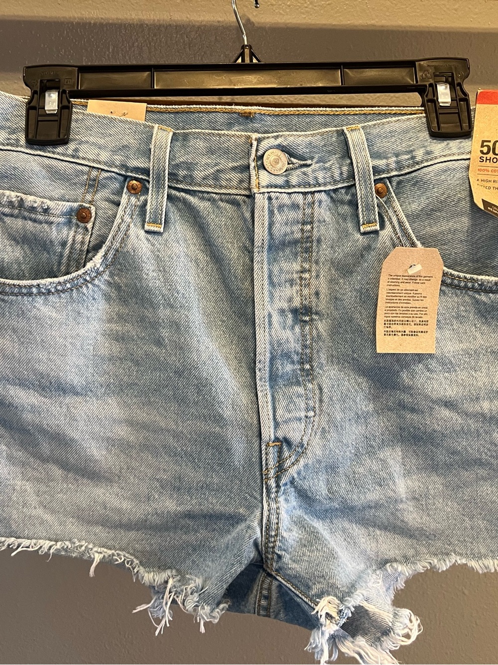 Levi's Light Blue Denim Cutoff Shorts - Picture 2 of 7